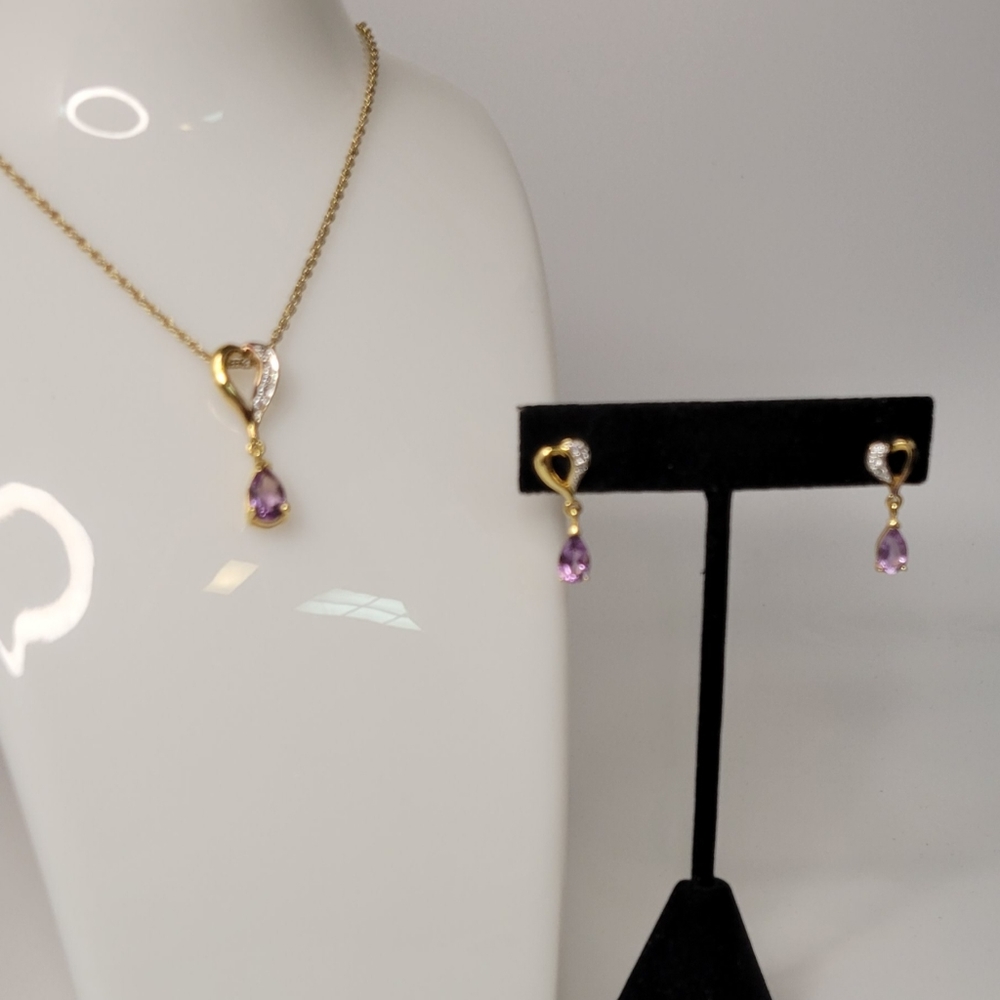 New! Amethyst and CZ Jewelry Set
